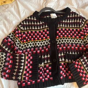 Monki Black and Pink Patterned Cardigan